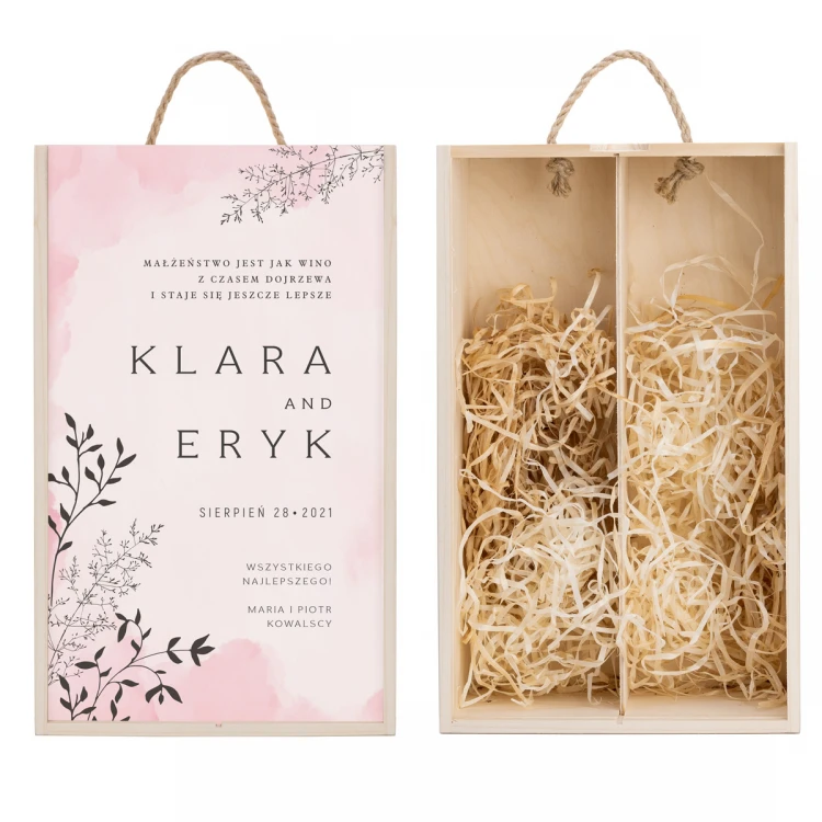 Wooden box for two wine bottles - gift for the Newlyweds - SK080