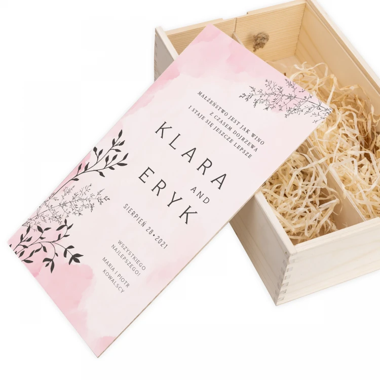 Wooden box for two wine bottles - gift for the Newlyweds - SK080