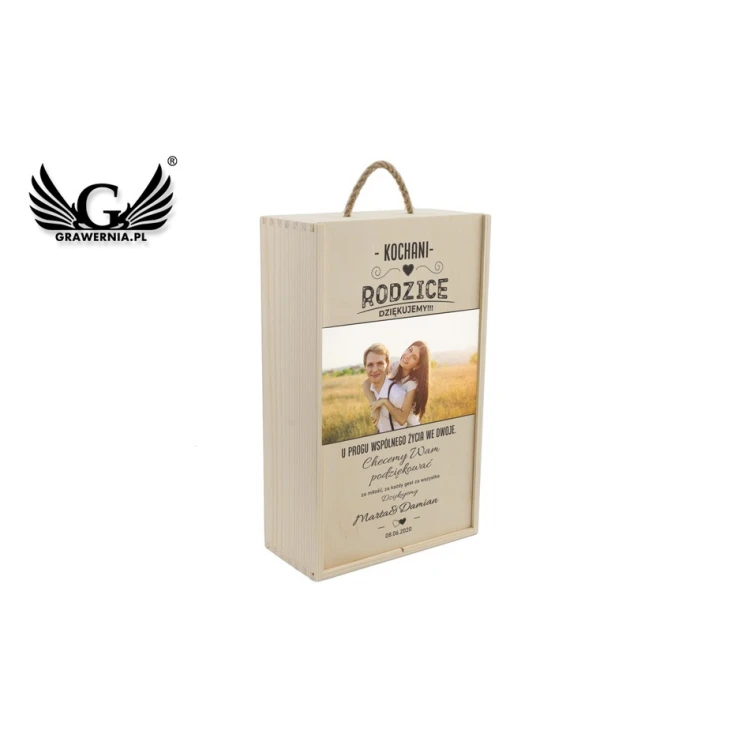 Wooden Box for Two Wine Bottles - Gift for Parents - SK042
