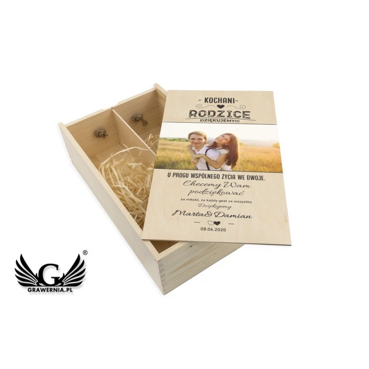 Wooden Box for Two Wine Bottles - Gift for Parents - SK042