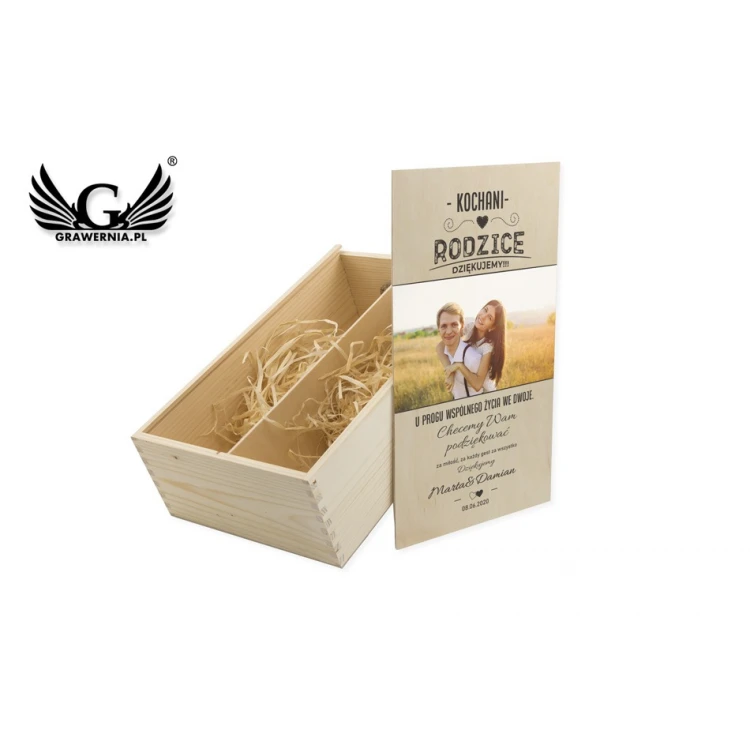Wooden Box for Two Wine Bottles - Gift for Parents - SK042