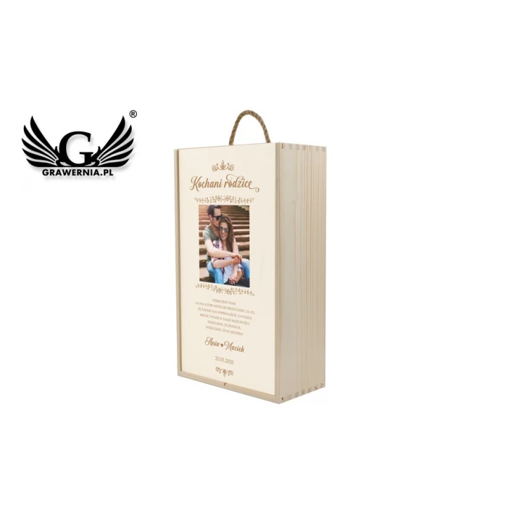Wooden Box for Two Wine Bottles - Gift for Parents - SK043