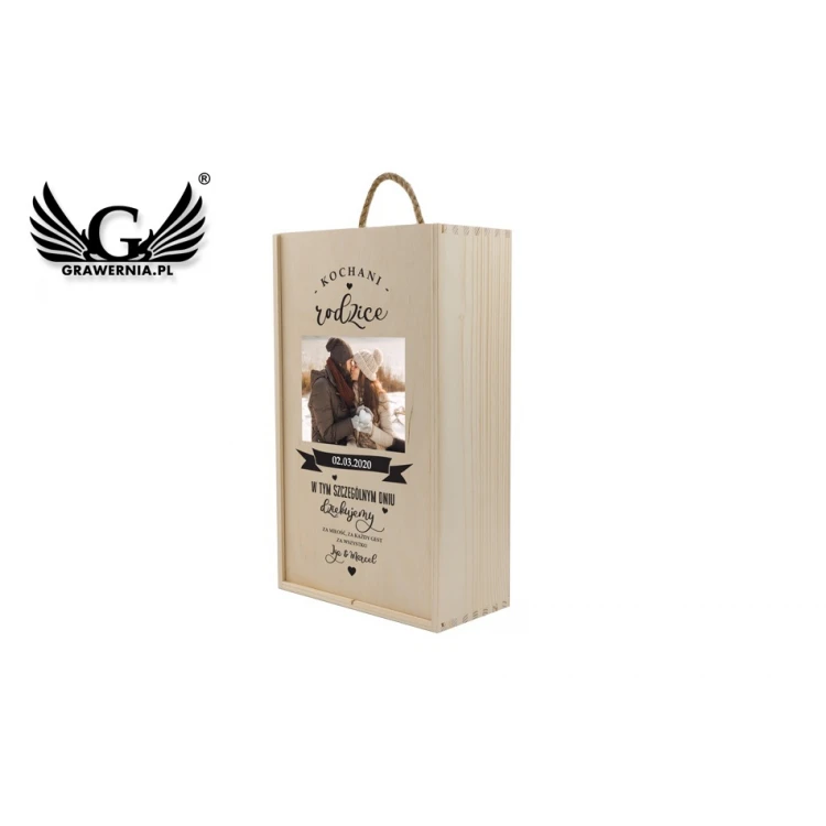 Wooden Box for Two Wine Bottles - Gift for Parents - SK044