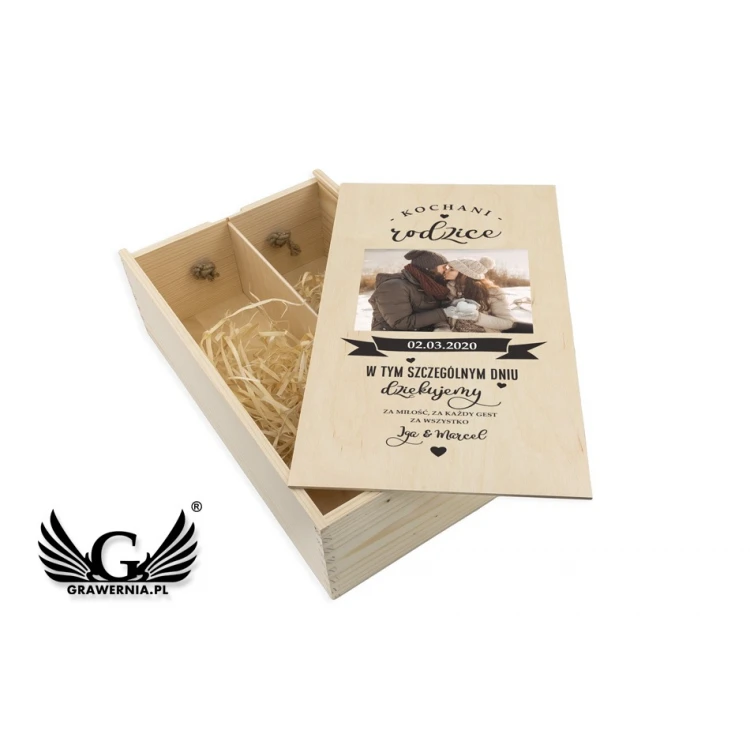Wooden Box for Two Wine Bottles - Gift for Parents - SK044