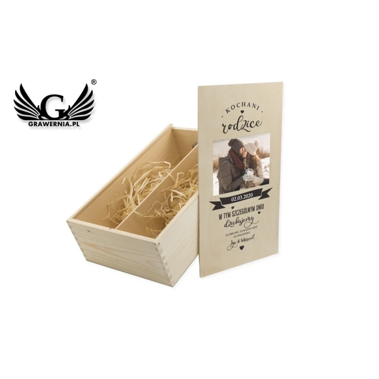 Wooden Box for Two Wine Bottles - Gift for Parents - SK044