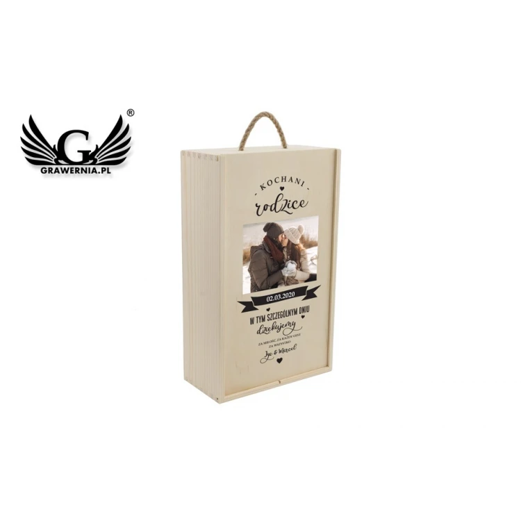 Wooden Box for Two Wine Bottles - Gift for Parents - SK044
