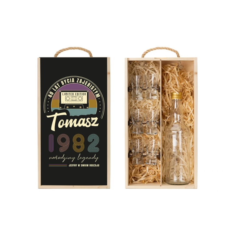 Wooden vodka box with a set of 6 glasses - Birth of a Legend 1 - SK063