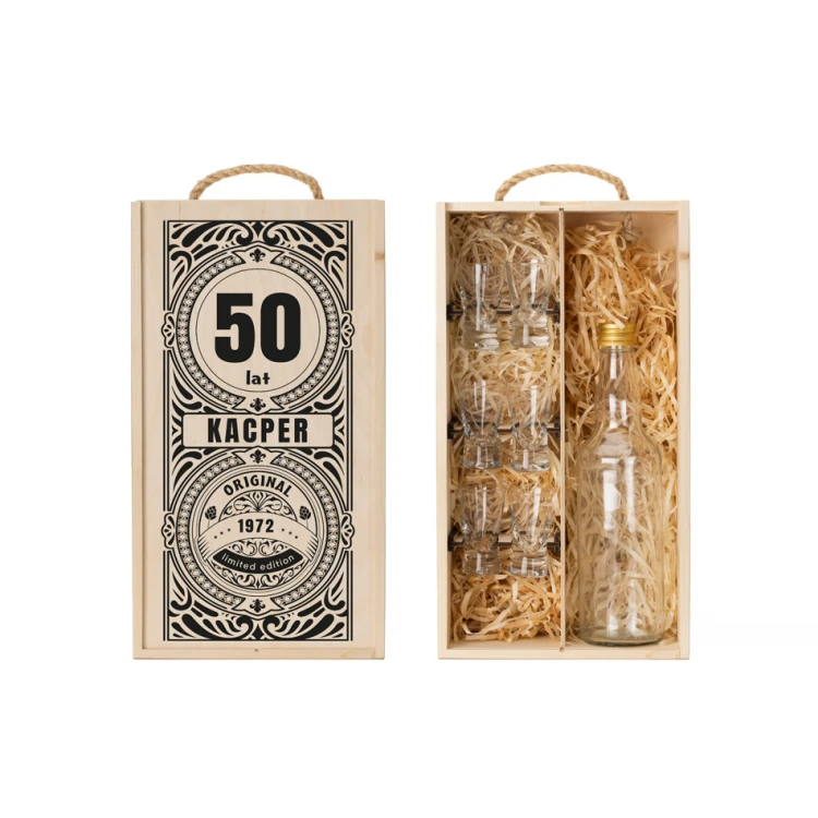 Wooden Vodka Box with a Set of 6 Glasses - Limited Edition - SK066