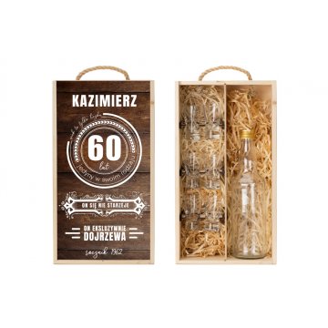 Wooden Vodka Box with Set of 6 Shot Glasses - Age is Just a Number - SK067