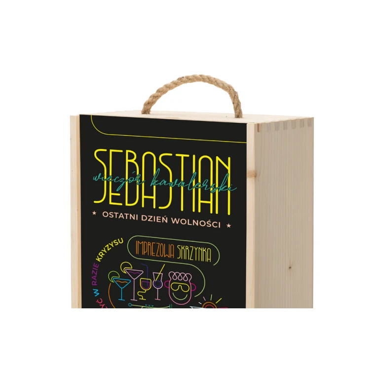 Wooden vodka box with a set of 6 shot glasses for a bachelor party - SK069