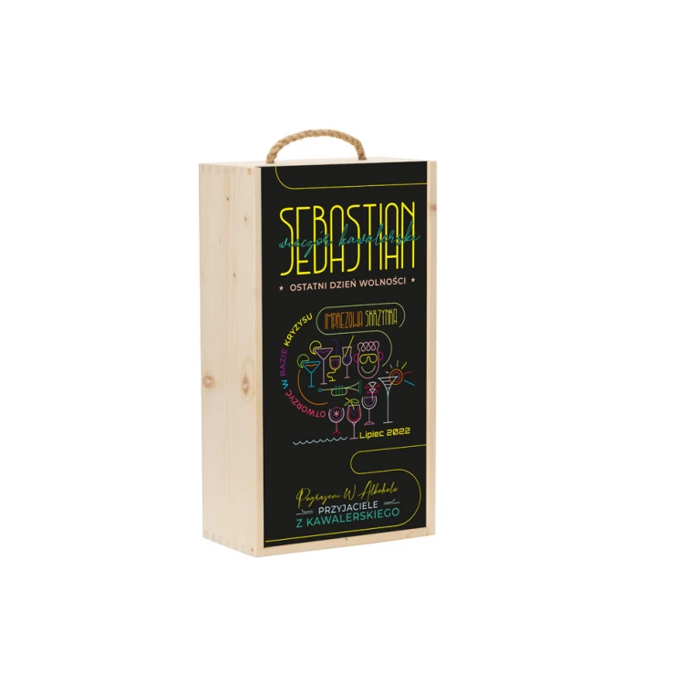 Wooden vodka box with a set of 6 shot glasses for a bachelor party - SK069