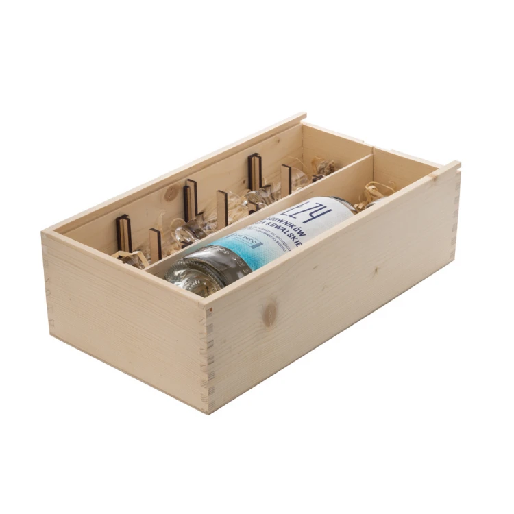 Wooden Vodka Box with a Set of 6 Shot Glasses - Gift for Boss - SK070