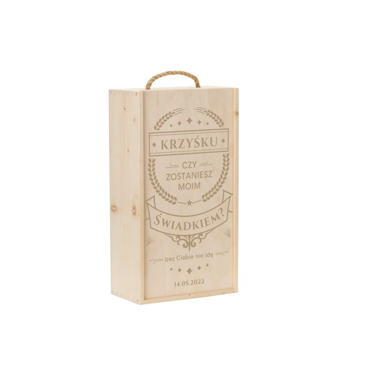 Wooden vodka box with a set of 6 glasses - Will you be my witness? - SK074