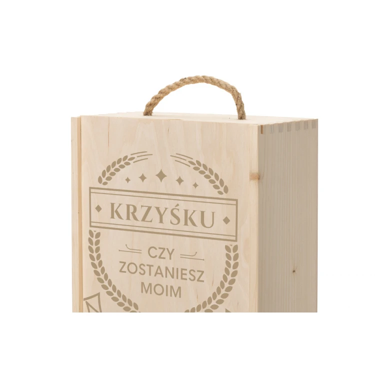 Wooden vodka box with a set of 6 glasses - Will you be my witness? - SK074