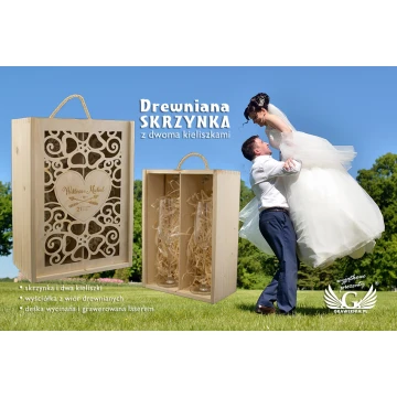 Wooden Box with Glasses for the Newlyweds - SK22