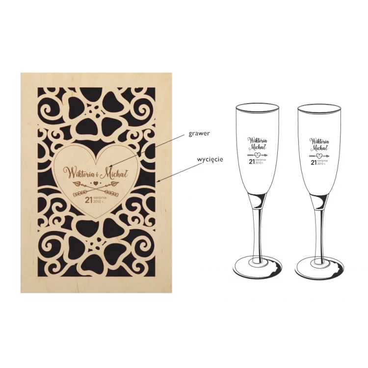 Wooden Box with Glasses for the Newlyweds - SK22