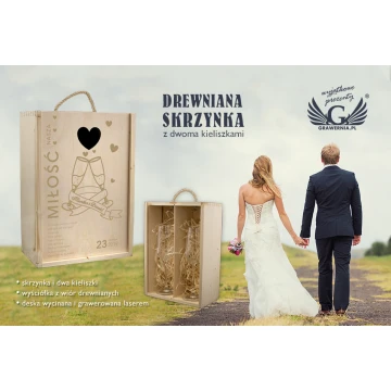 Wooden Box with Glasses for the Newlyweds - SK23