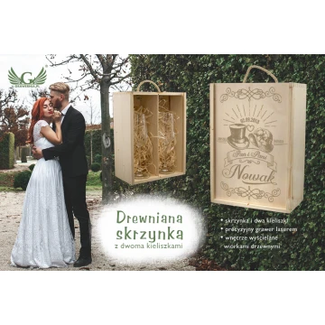Wooden Box with Glasses for the Newlyweds - SK24