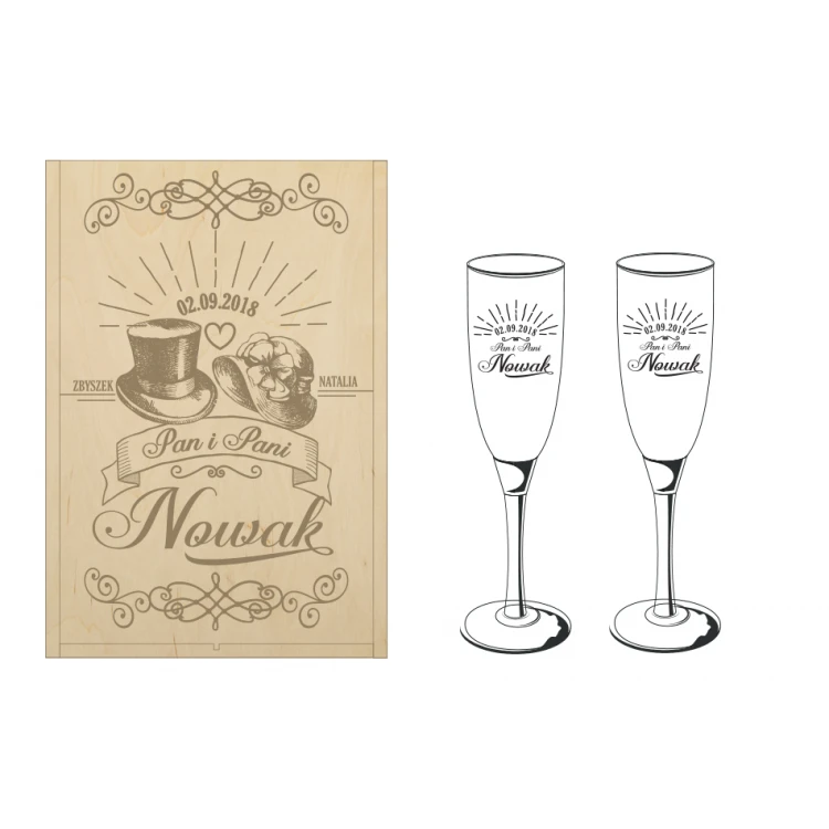 Wooden Box with Glasses for the Newlyweds - SK24
