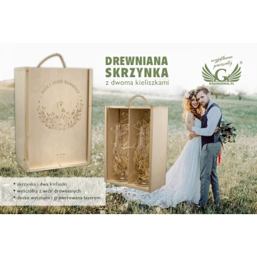 Wooden Box with Glasses for the Newlyweds - SK26