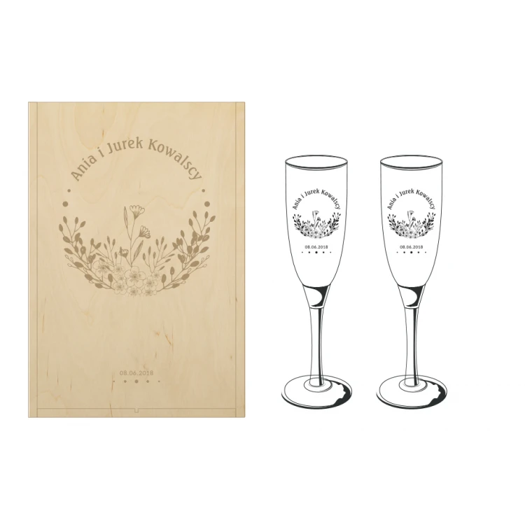 Wooden Box with Glasses for the Newlyweds - SK26