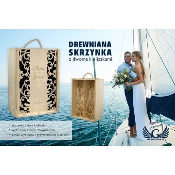 Wooden Box with Glasses for the Newlyweds - SK27