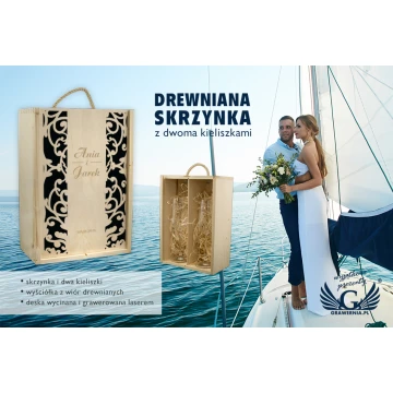 Wooden Box with Glasses for the Newlyweds - SK27