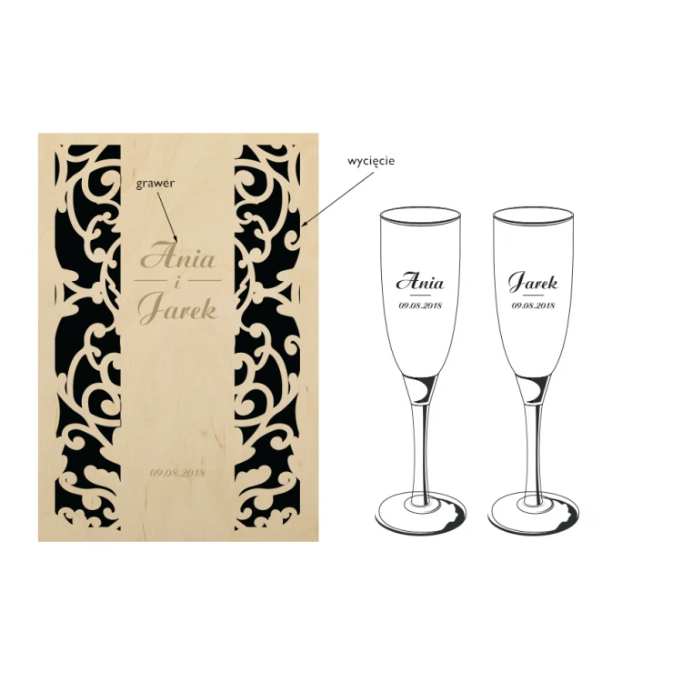 Wooden Box with Glasses for the Newlyweds - SK27