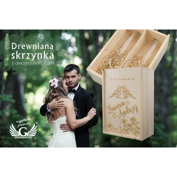 Wooden Box with Glasses for the Newlyweds - SK25