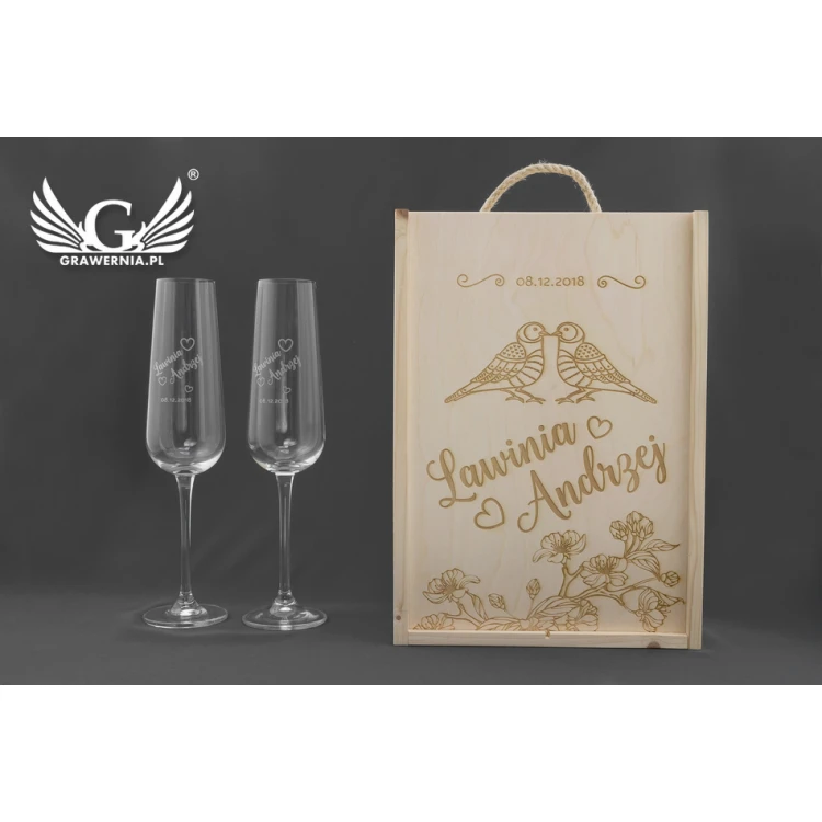 Wooden Box with Glasses for the Newlyweds - SK25