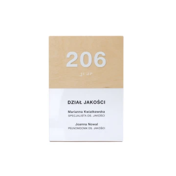 Wooden door sign with window and Braille alphabet - size 148x210mm - SPD042