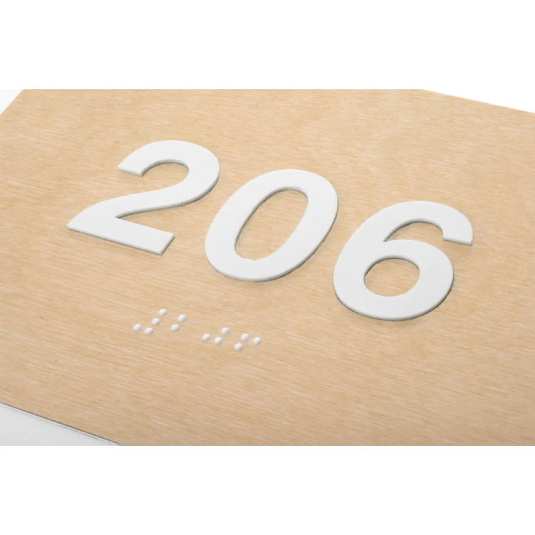 Wooden door sign with window and Braille alphabet - size 148x210mm - SPD042