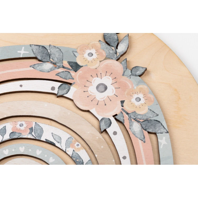 Wooden plaque with child's name - Rainbow 6 - diameter 290mm - NAP043