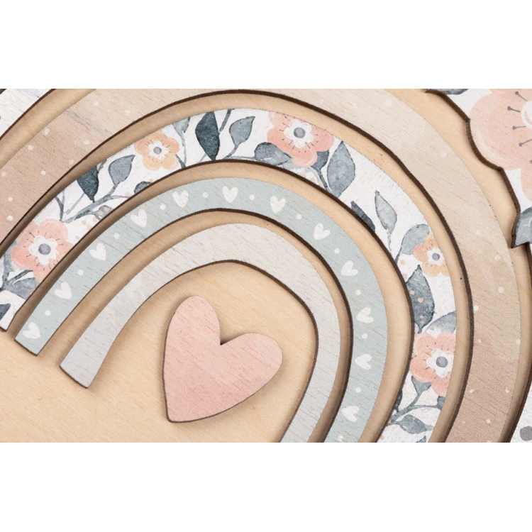 Wooden plaque with child's name - Rainbow 6 - diameter 290mm - NAP043
