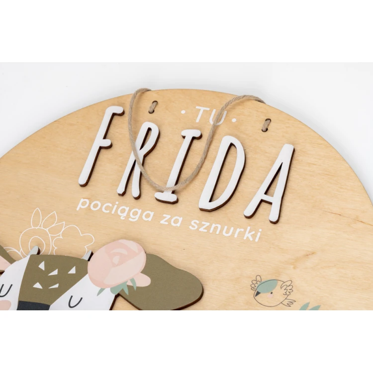 Wooden plaque with child's name - Sarenka - diameter 290mm - NAP070