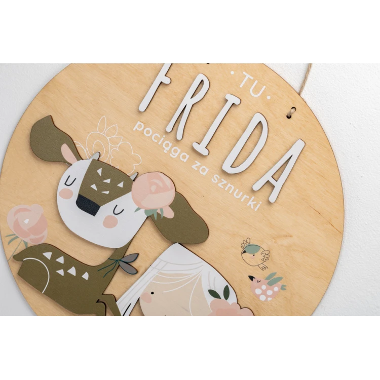 Wooden plaque with child's name - Sarenka - diameter 290mm - NAP070