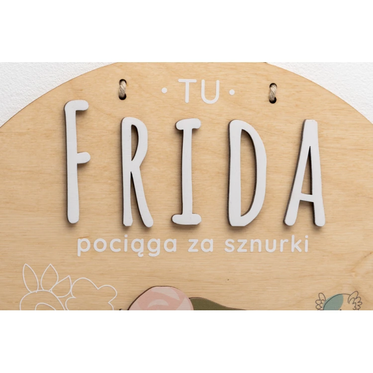 Wooden plaque with child's name - Sarenka - diameter 290mm - NAP070