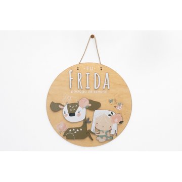 Wooden plaque with child's name - Sarenka - diameter 290mm - NAP070