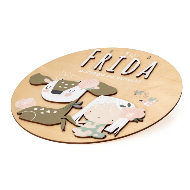 Wooden plaque with child's name - Sarenka - diameter 290mm - NAP070