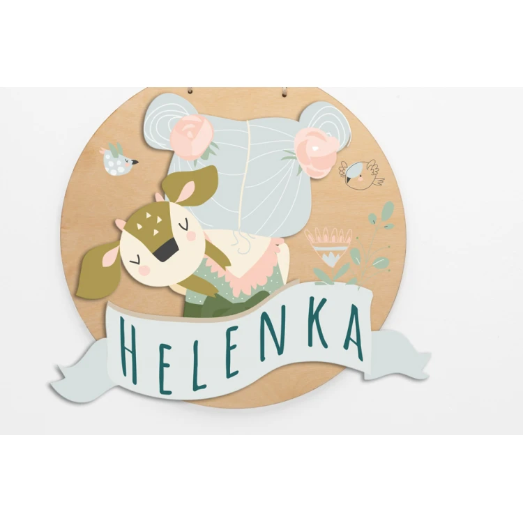 Wooden plaque with child's name - Sarenka - diameter 290mm - NAP048