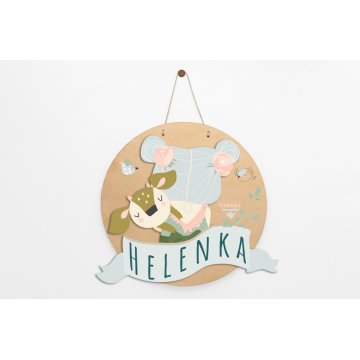 Wooden plaque with child's name - Sarenka - diameter 290mm - NAP048