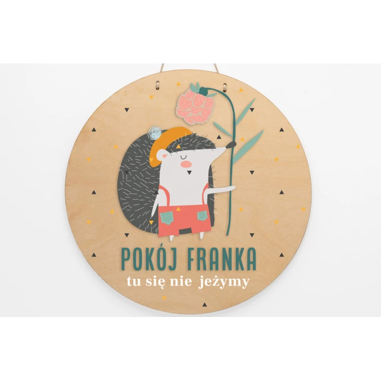 Wooden Plaque with Child's Name - Hedgehog - Diameter 290mm - NAP049