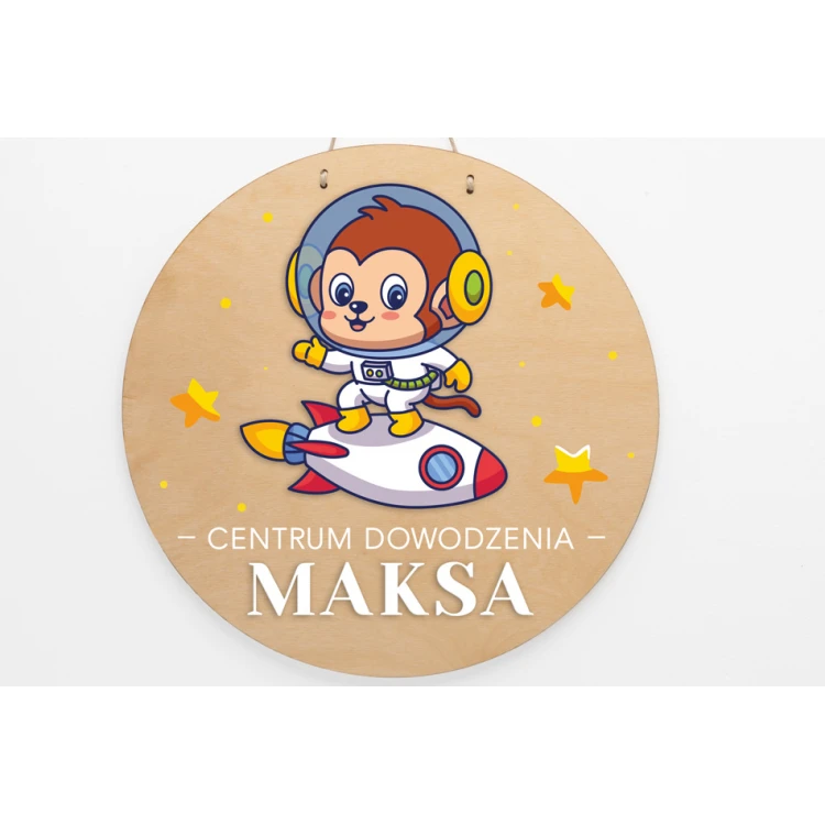 Wooden Plaque with Child's Name - Cosmos - Diameter 290mm - NAP050