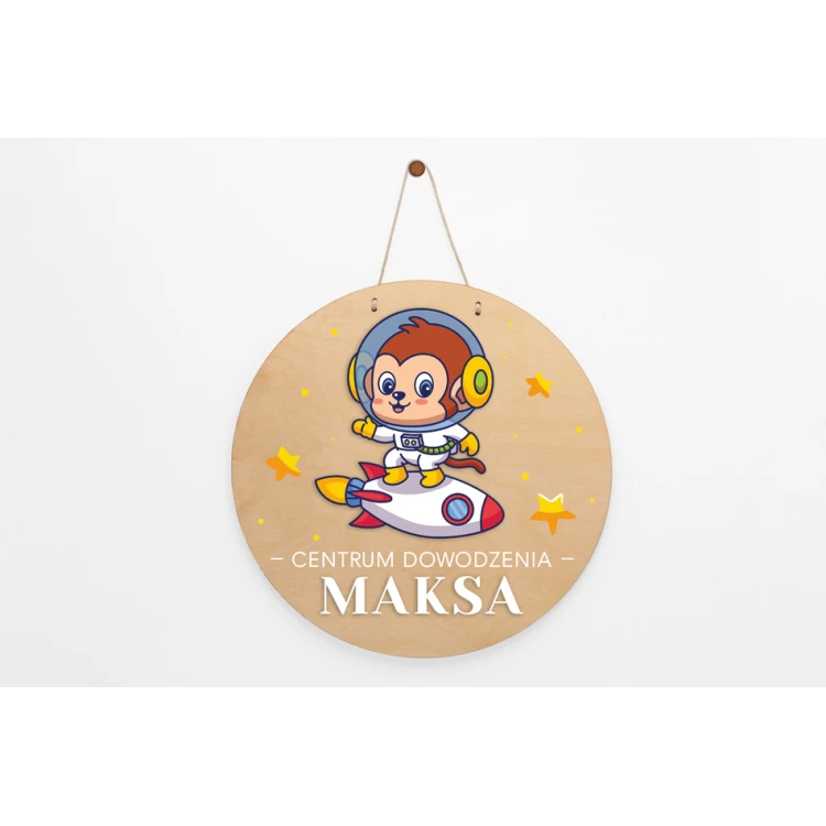 Wooden Plaque with Child's Name - Cosmos - Diameter 290mm - NAP050