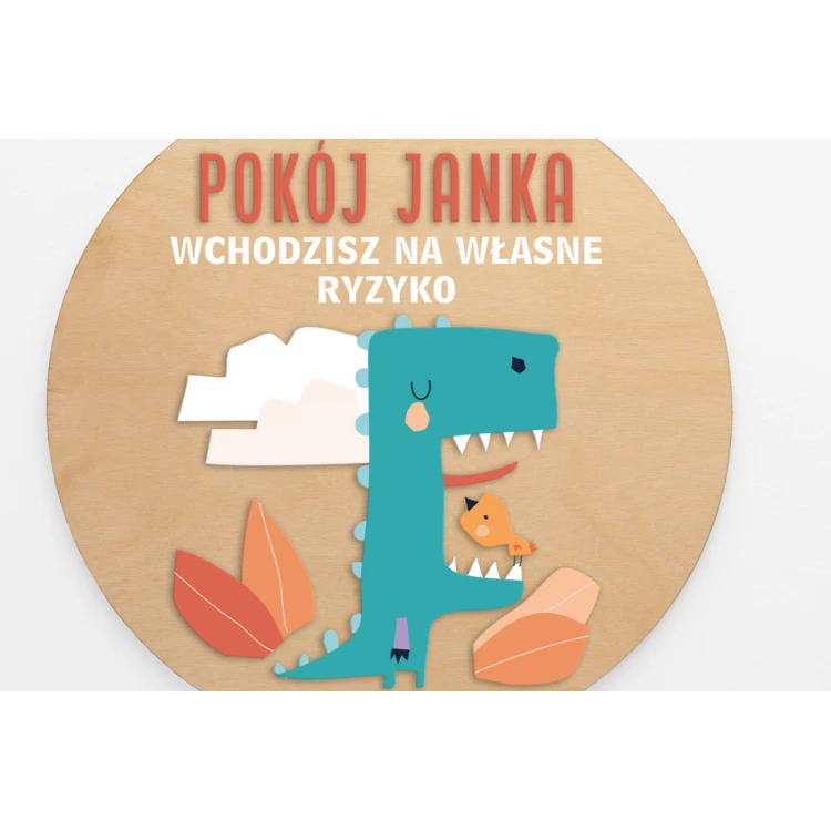 Wooden Plaque with Child's Name - Dragon - Diameter 290mm - NAP058