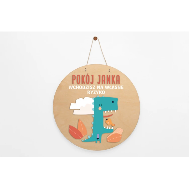 Wooden Plaque with Child's Name - Dragon - Diameter 290mm - NAP058