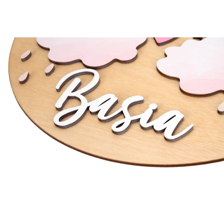 Wooden Plaque with Child's Name - Rainbow 9 - Diameter 290mm - NAP060