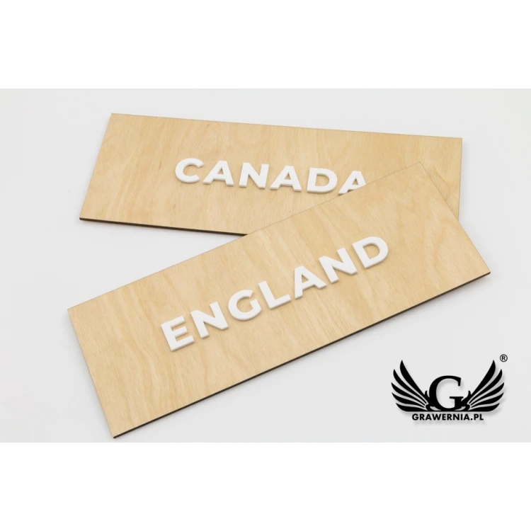 Wooden plaque with embossed text in plexi - dimensions: 300x110mm - TAB069