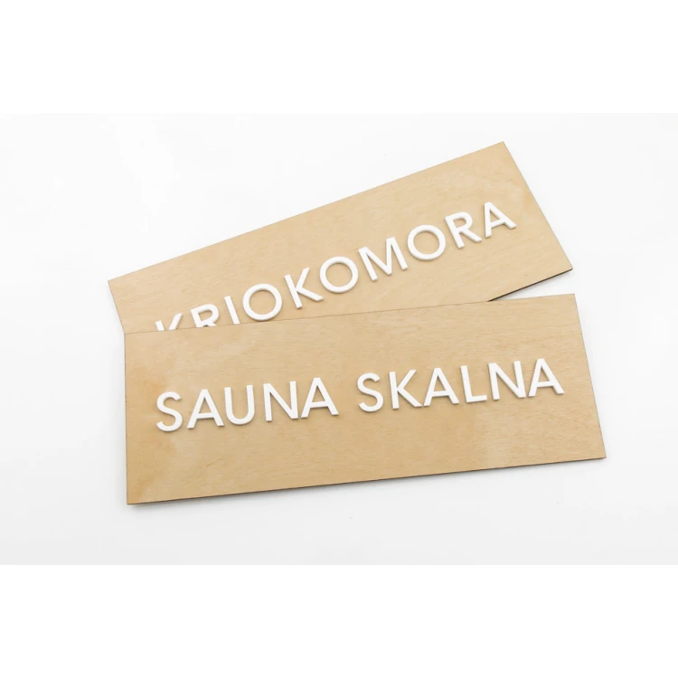 Wooden plaque with embossed text in plexi - dimensions: 300x110mm - TAB069