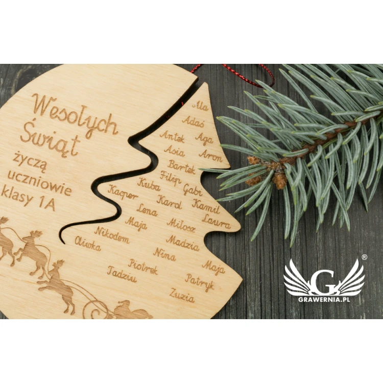Wooden Christmas Baubles - Diameter: 100mm - Engraved and Stained - BDR015